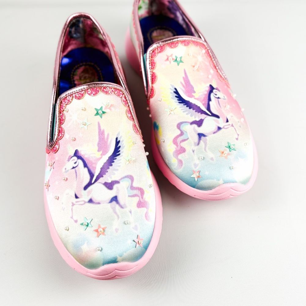 Irregular Choice Peggles Unicorn Slip Ons | NIB | Pastel Fantasy Sneakers